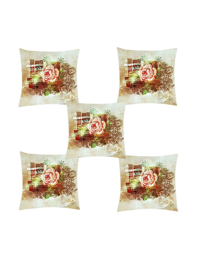 ambbi collection digitally printed cushion cover flowers, text set of 5 - 13180999 - Zoom Image - 0
