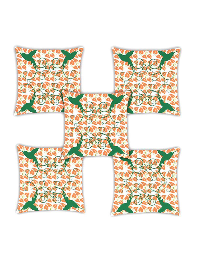 ambbi collection digitally printed cushion cover leaf jaal background & birds over it set of 5 - 13181000 - Zoom Image - 0
