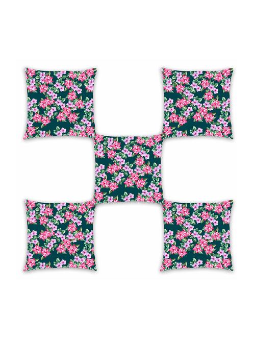 ambbi collection digitally printed cushion cover floral jaal set of 5 - 13181007 - Standard Image - 0