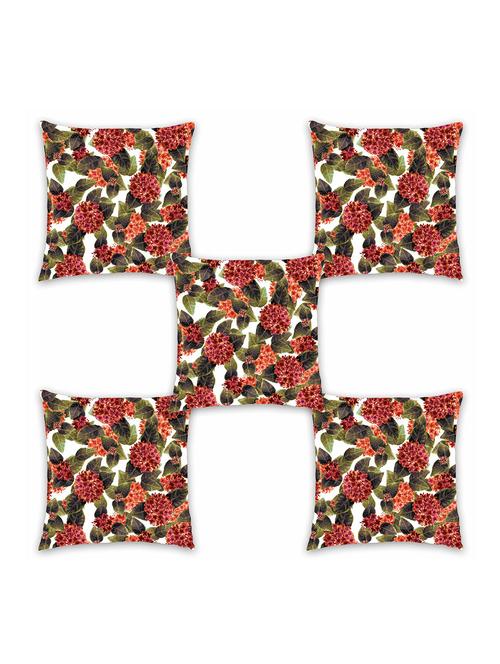ambbi collection digitally printed cushion cover water color effect flowers & leaves set of 5 - 13181014 - Standard Image - 0