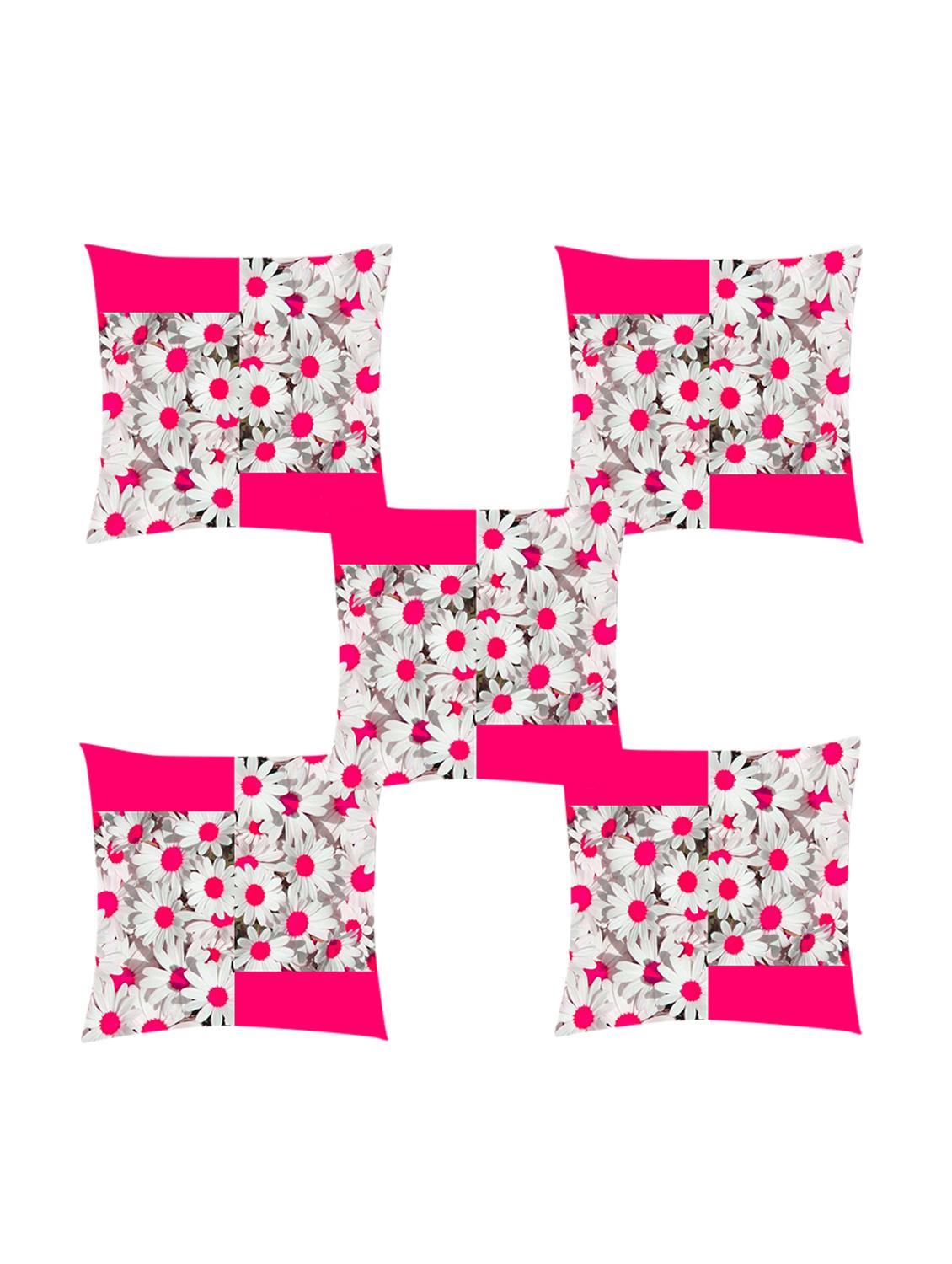 ambbi collection digitally printed cushion cover flowres & colored background set of 5 - 13181016 -  Zoom Image - 0
