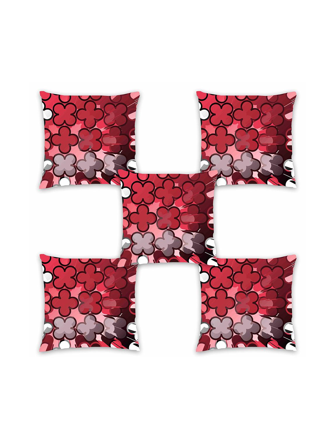 ambbi collection digitally printed cushion cover abstract floral stencil print set of 5 - 13181017 - Zoom Image - 0
