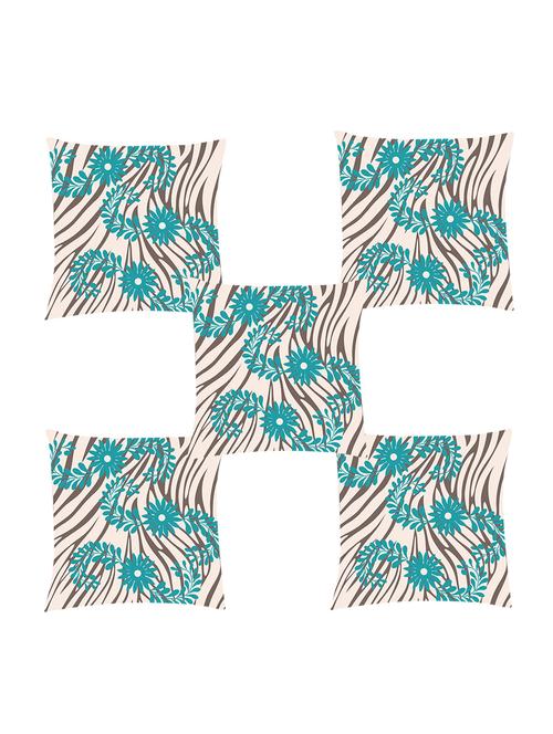 ambbi collection digitally printed cushion cover abstract background & wavy floral bale set of 5 - 13181020 - Standard Image - 0