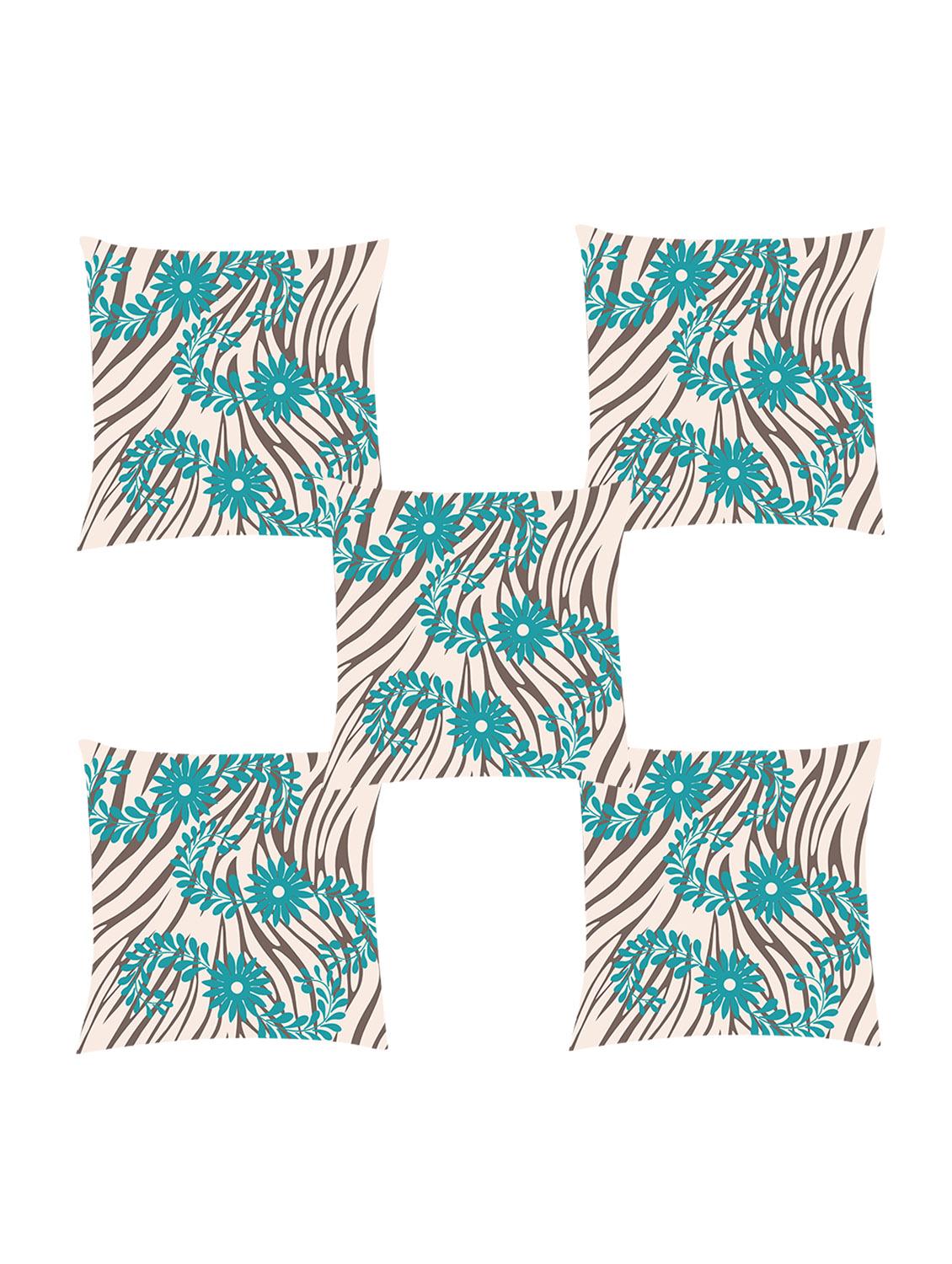 ambbi collection digitally printed cushion cover abstract background & wavy floral bale set of 5 - 13181020 - Zoom Image - 0