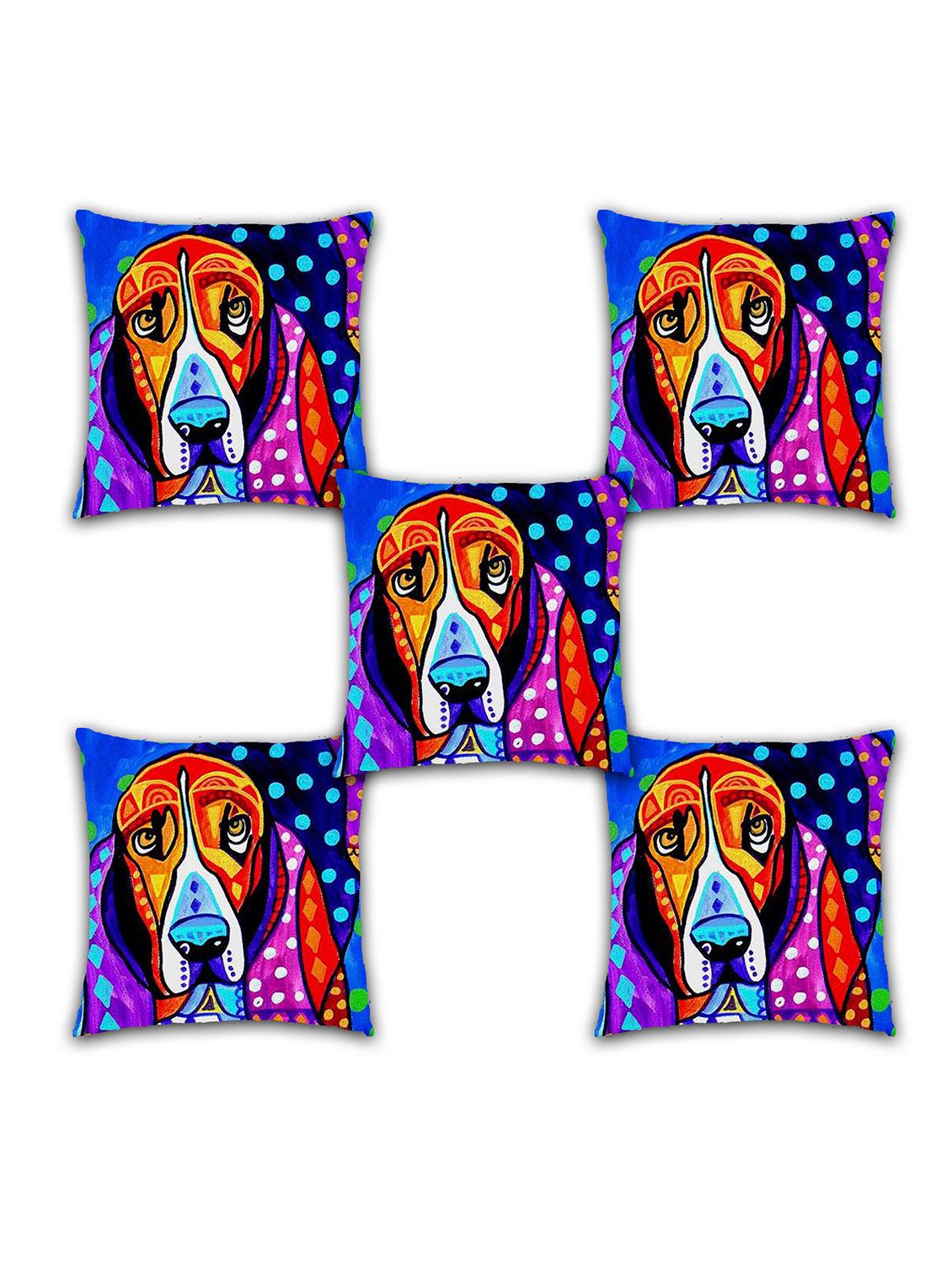 ambbi collection digitally printed cushion cover hand drawn dog set of 5 - 13181026 - Zoom Image - 0