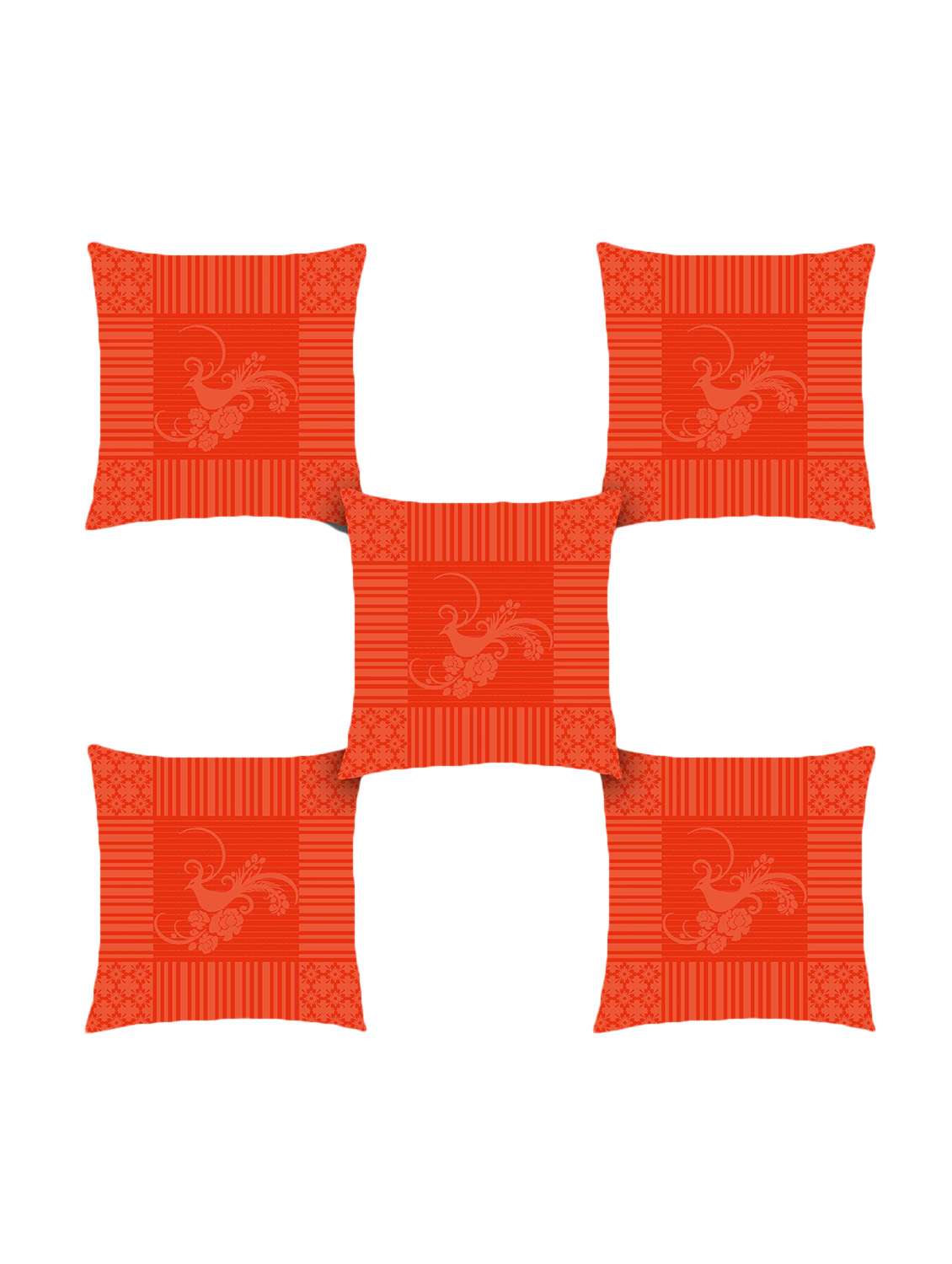 ambbi collection digitally printed cushion cover stripes flowers & birds set of 5