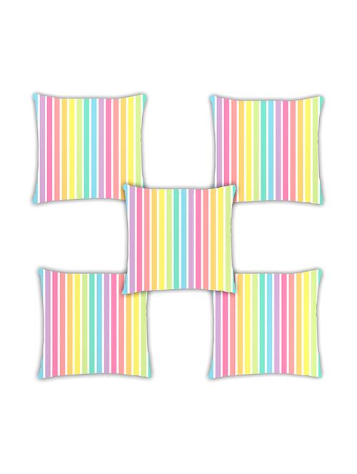 ambbi collection digitally printed cushion cover multi colored vertical stripes set of 5 - 13181041 - Standard Image - 0