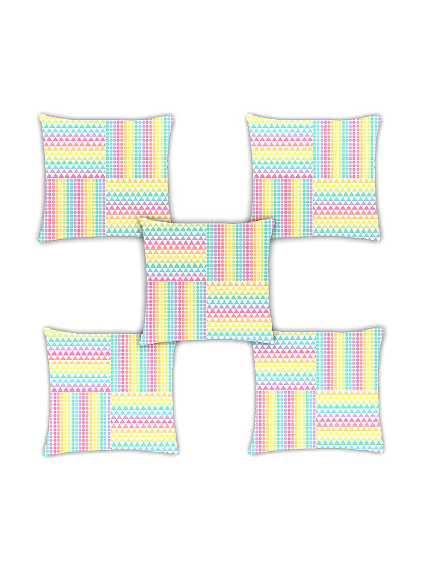 ambbi collection digitally printed cushion cover triangles & dots set of 5