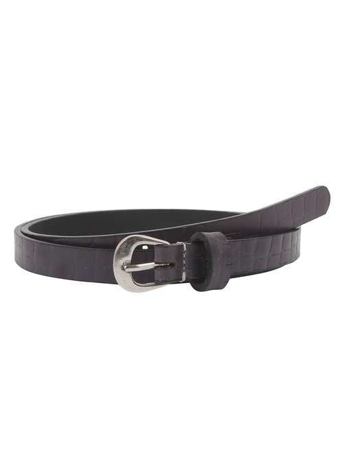 aditi wasan genuine leather purple croc print embossed belt - 13182997 -  Standard Image - 0
