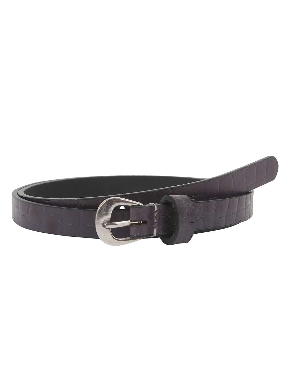 aditi wasan genuine leather purple croc print embossed belt