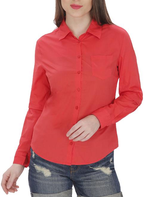 orange cotton solid shirt - 13184946 -  Standard Image - 0
