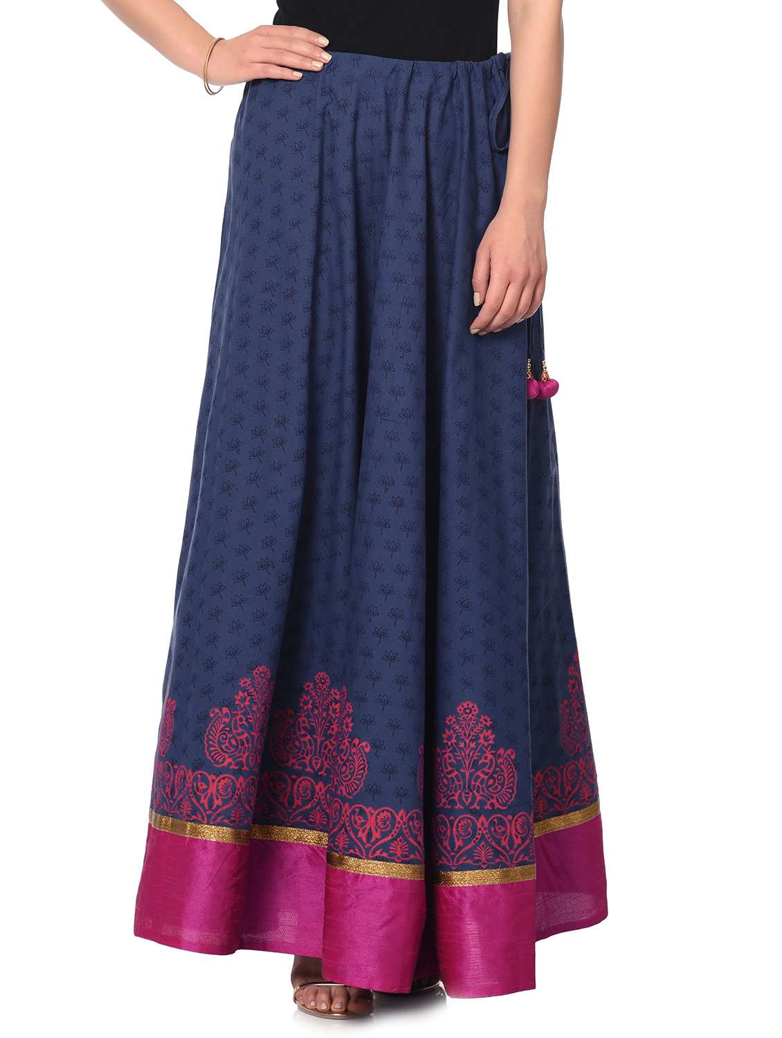 Blue cotton flared skirt