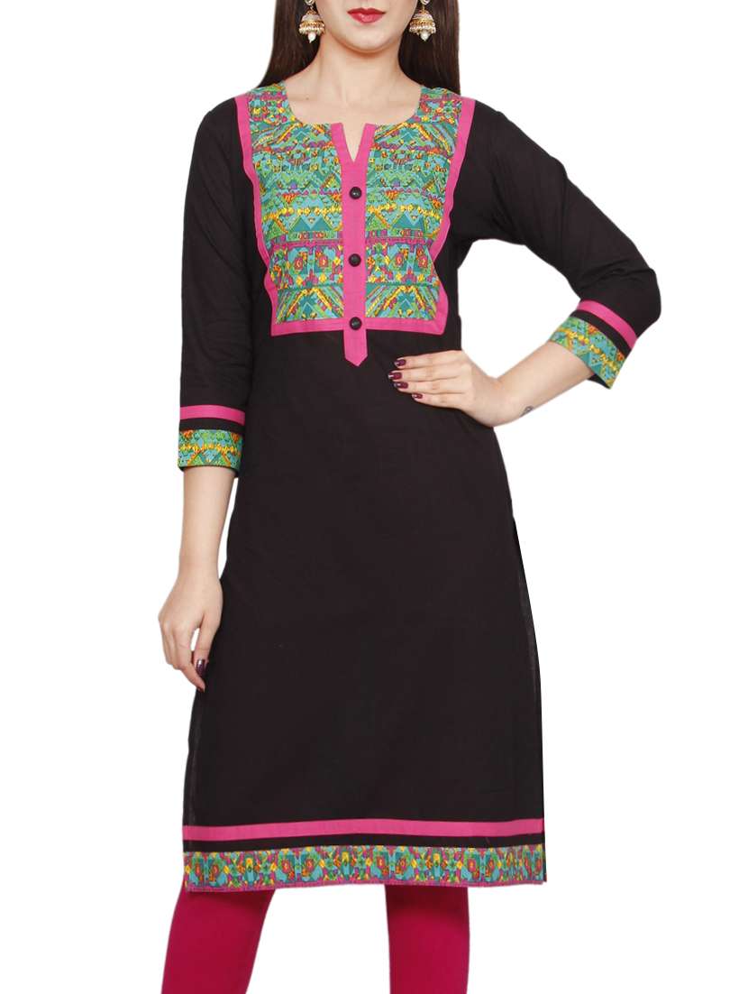 black cotton straight kurta