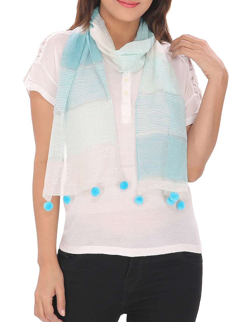 light blue viscose scarf - 13194175 -  Zoom Image - 0