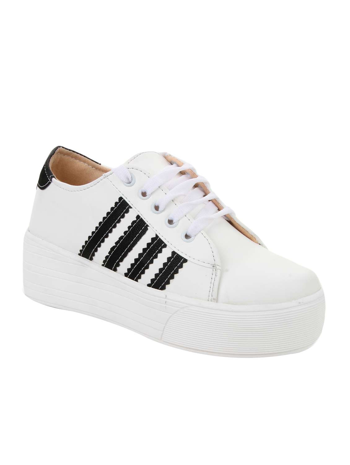 white canvas lace up sneakers - 13194470 -  Zoom Image - 0