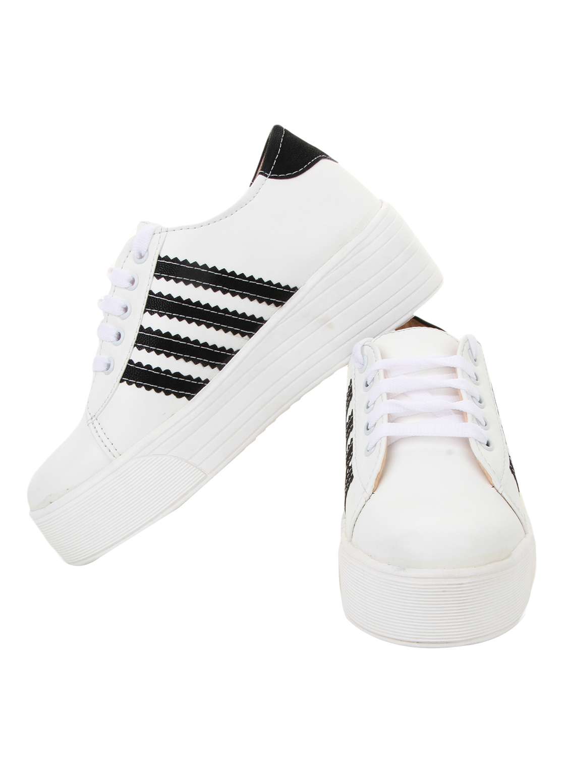 white canvas lace up sneakers - 13194470 -  Standard Image - 3