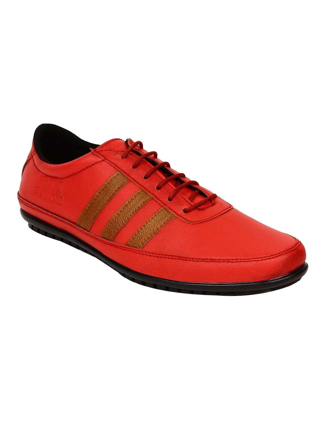 red leatherette lace up sneaker