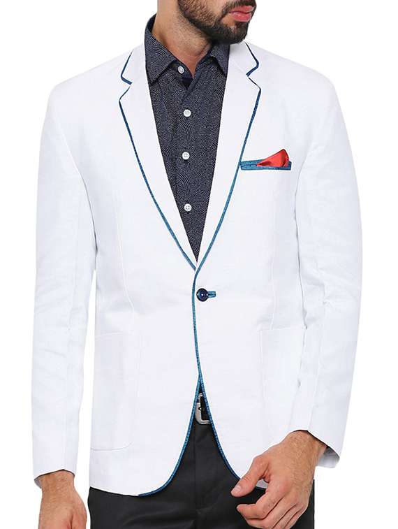 white cotton formal blazer