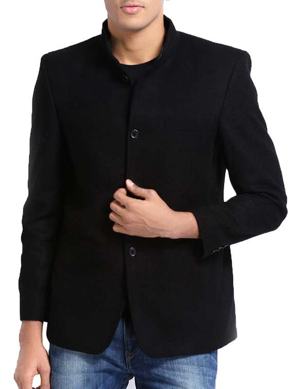 solid black cotton blazer