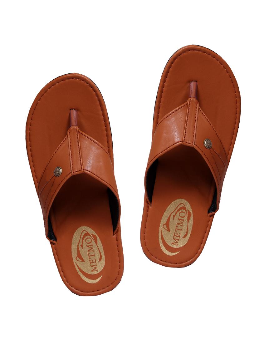 tan leatherette toe seperator slipper - 13213805 - Zoom Image - 0
