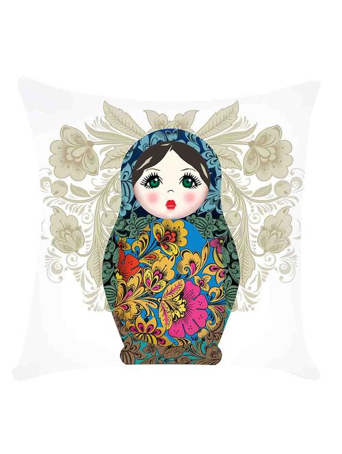 ambbi collection digitally printed cushion cover blue russian doll - 13214902 -  Standard Image - 0