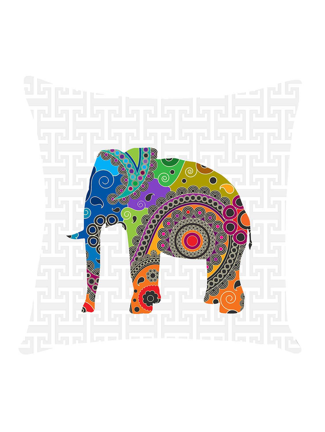 ambbi collection digitally printed cushion cover geometric background & 1 elelphant over it - 13214907 - Zoom Image - 0