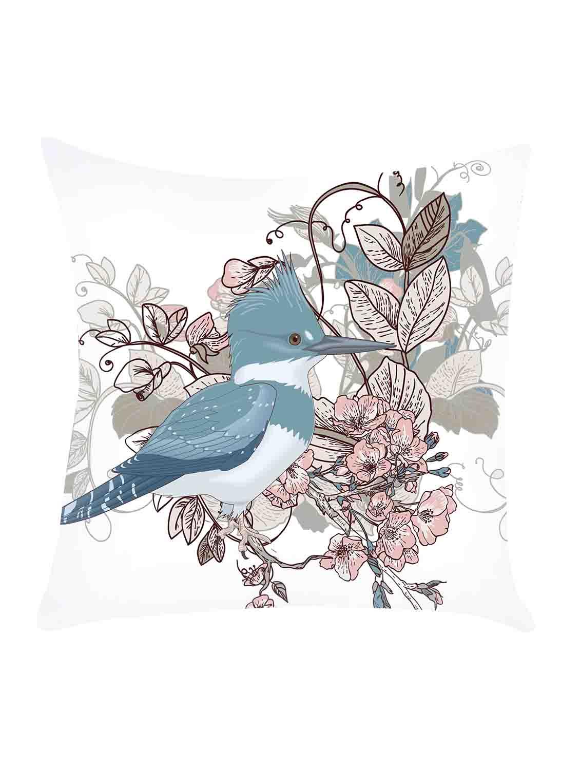 ambbi collection digitally printed cushion cover with flowers & leaves & a big bird - 13214911 - Zoom Image - 0
