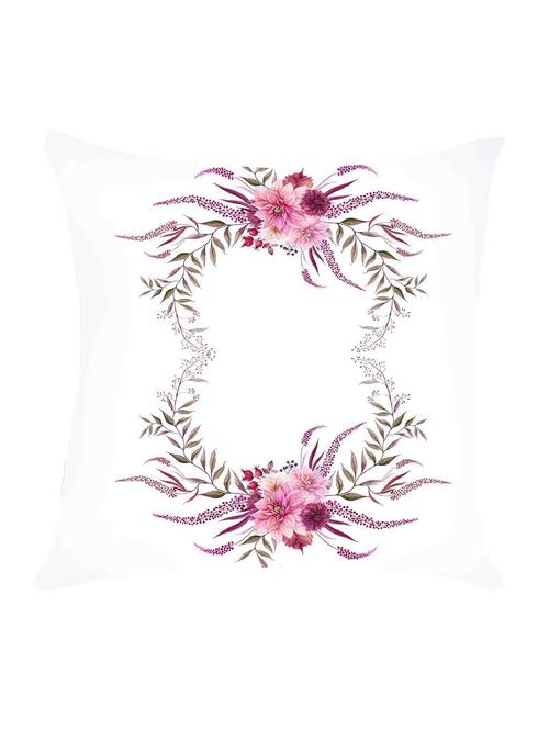 ambbi collection digitally printed cushion cover with flowers & leaves in lavander color - 13214912 - Standard Image - 0