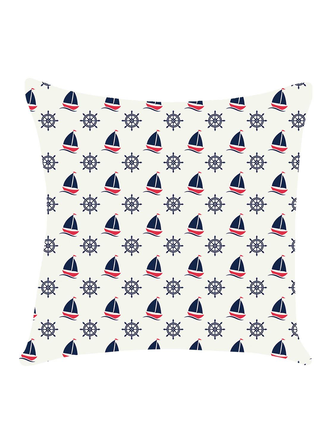 ambbi collection digitally printed cushion cover nautical print- boat & wheel allover - 13214916 -  Zoom Image - 0