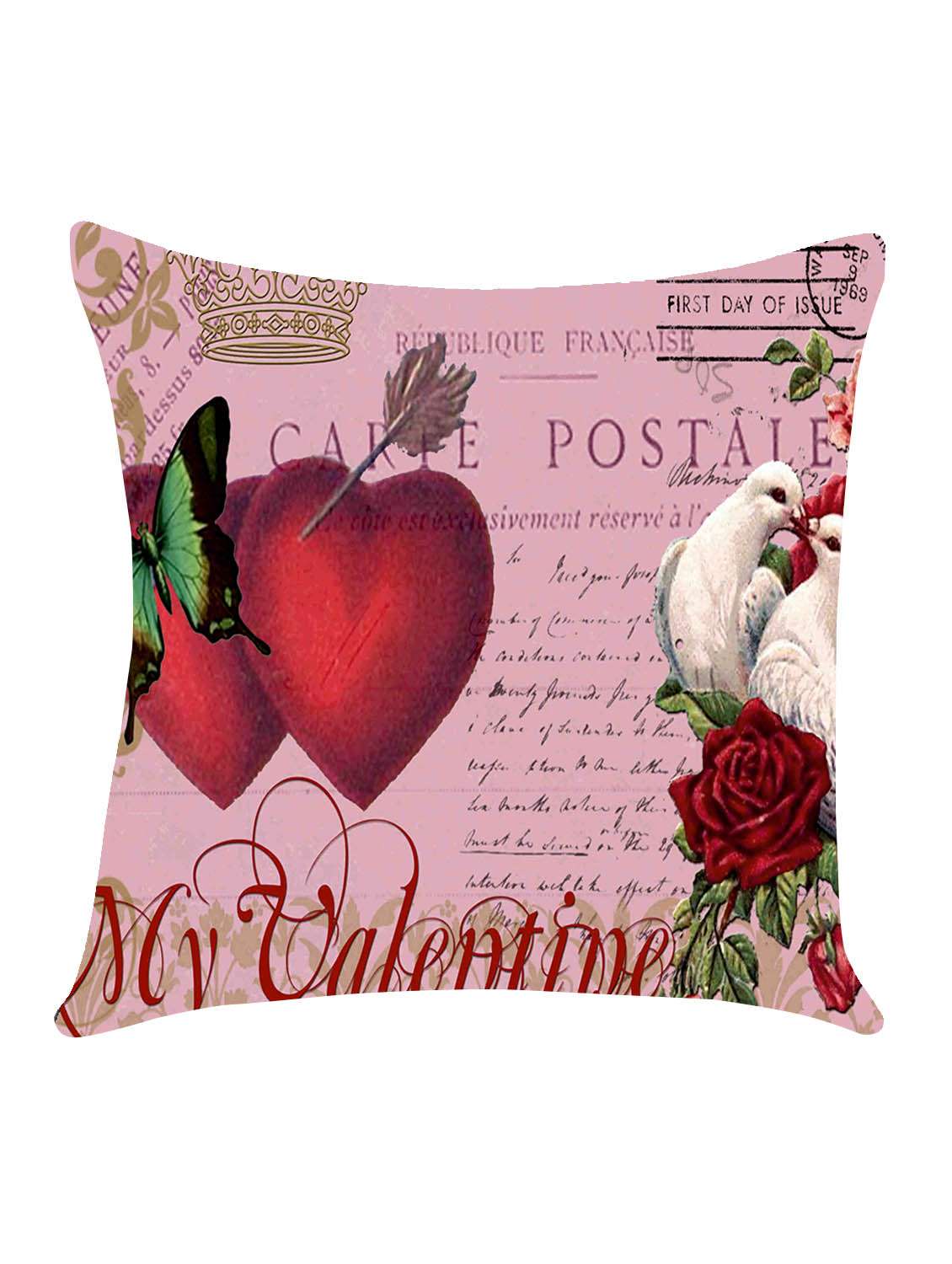 ambbi collection digitally printed cushion cover love birds, rose, butterfly, heart - 13214923 -  Zoom Image - 0