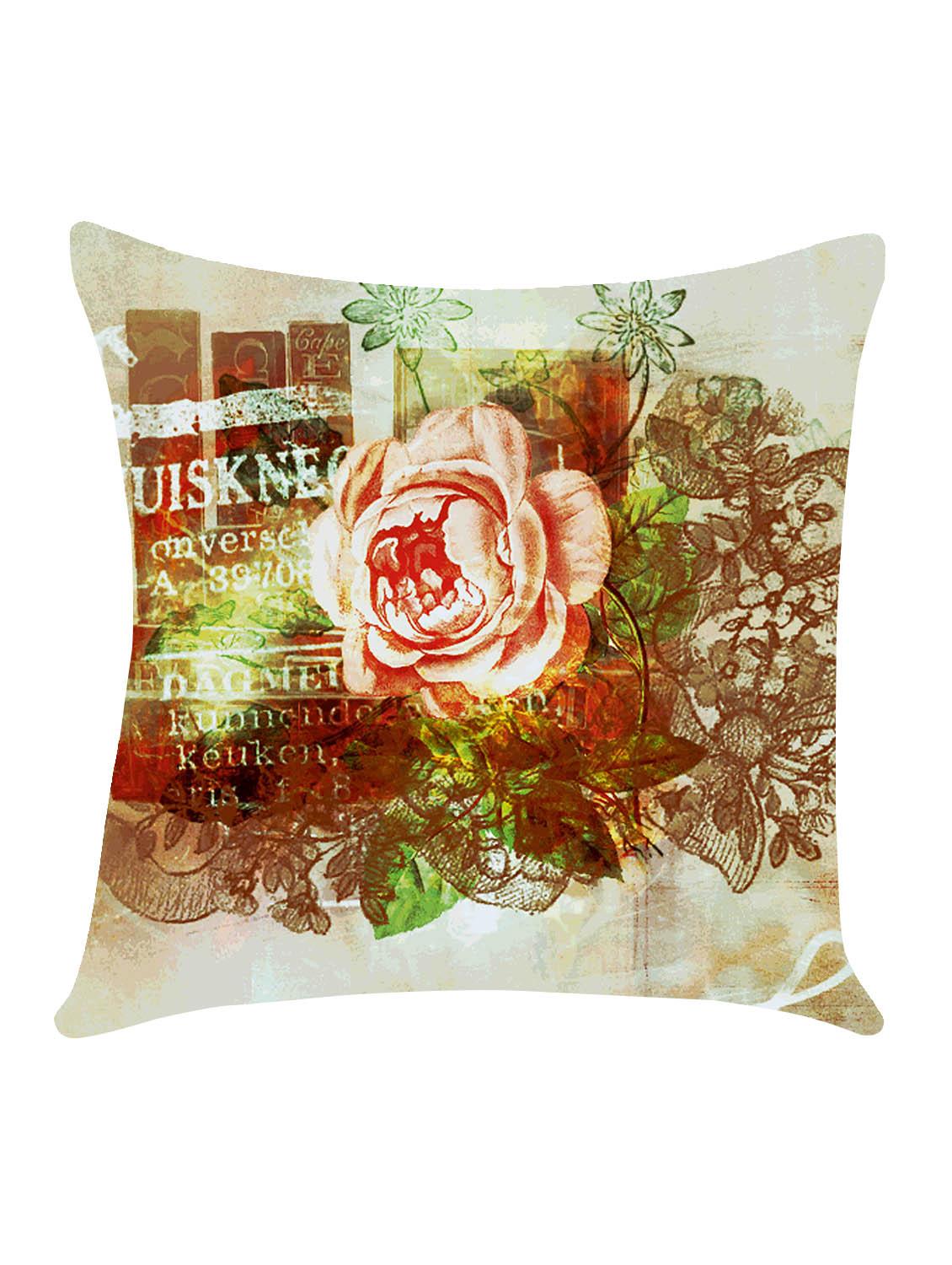 ambbi collection digitally printed cushion cover flowers, text - 13214929 - Zoom Image - 0