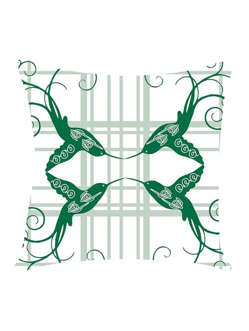 ambbi collection digitally printed cushion cover checks background & birds over it - 13214931 - Standard Image - 0