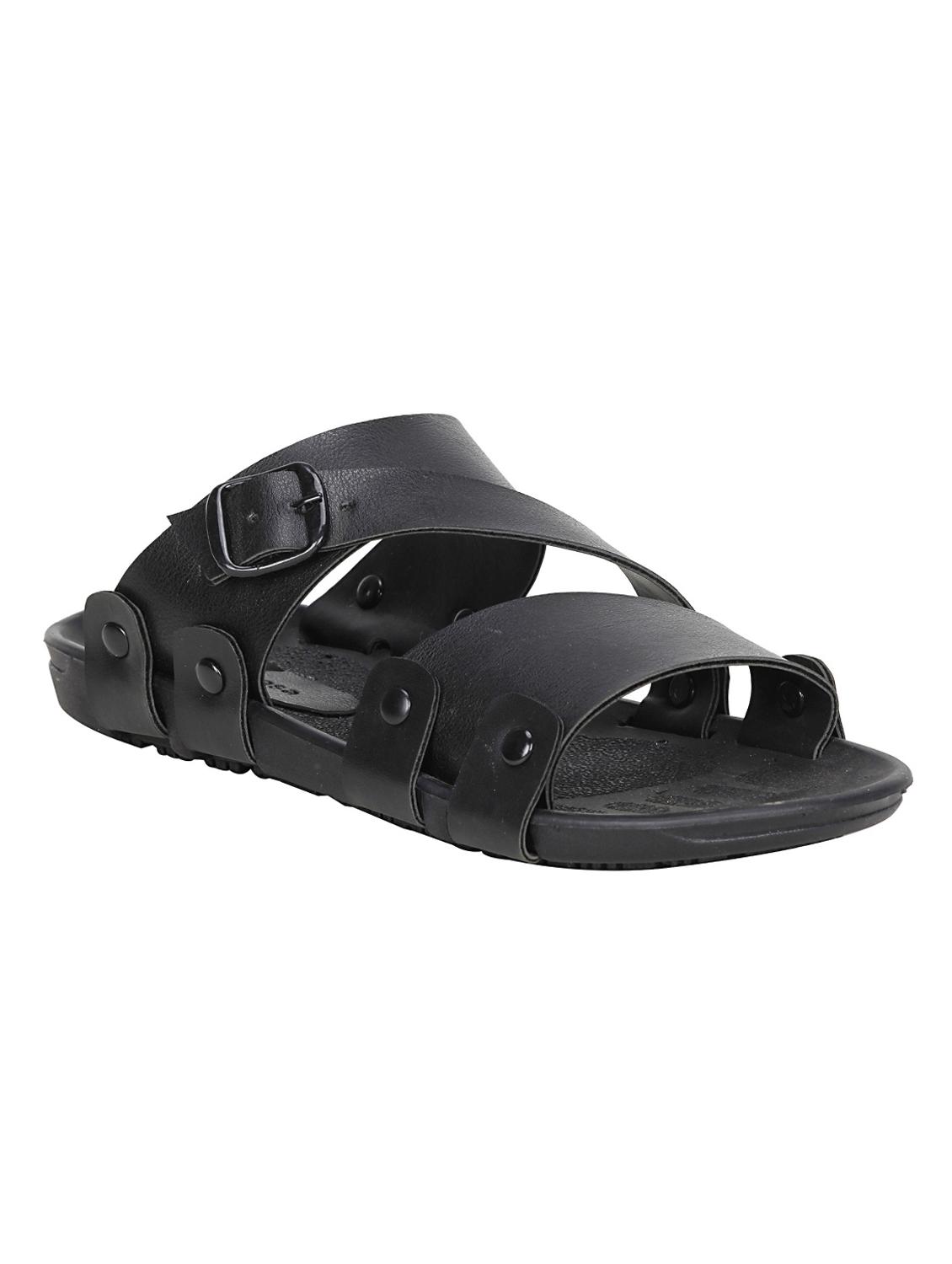 black leatherette slip on slipper - 13216298 -  Zoom Image - 0