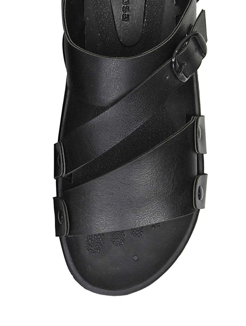 black leatherette slip on slipper - 13216298 - Standard Image - 3