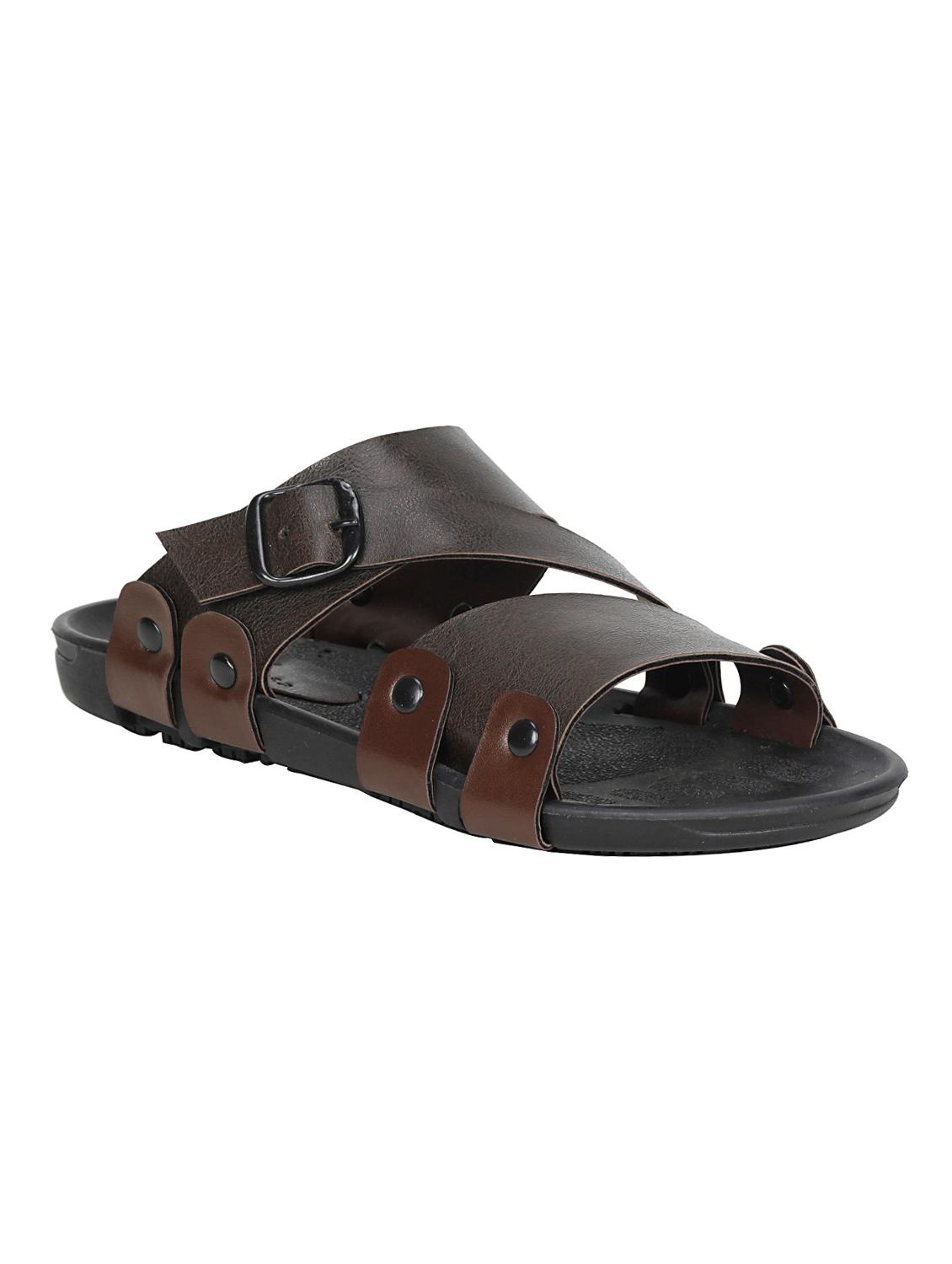 brown leatherette slip on slipper - 13216299 -  Zoom Image - 0