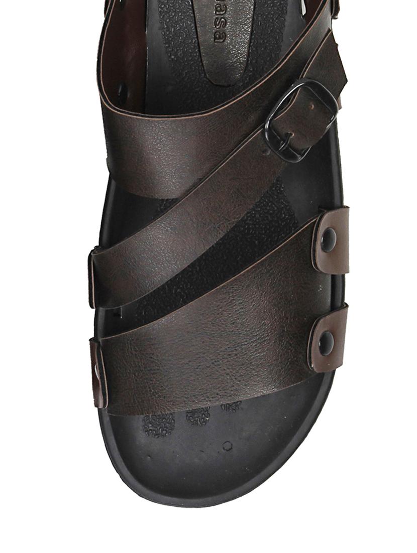 brown leatherette slip on slipper - 13216299 - Standard Image - 3
