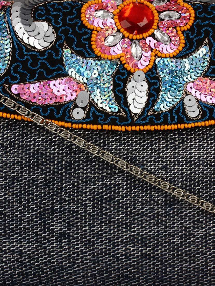 black cotton ethnic clutch - 13216371 -  Standard Image - 3