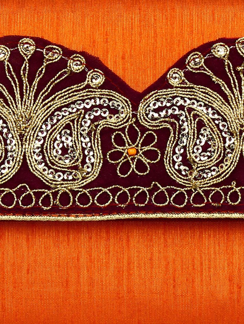orange polyester ethnic clutch - 13216381 - Standard Image - 3