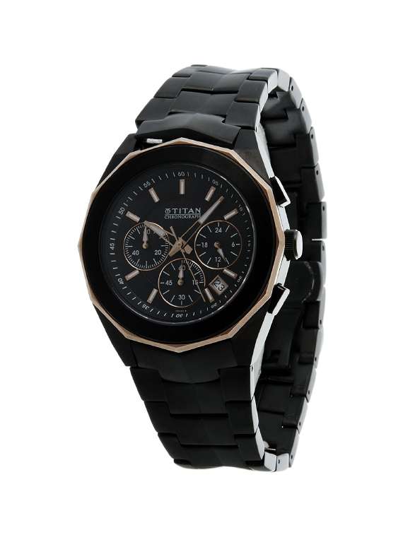 Buy online Titan Tycoon Chronograph Black Dial Men's Watch