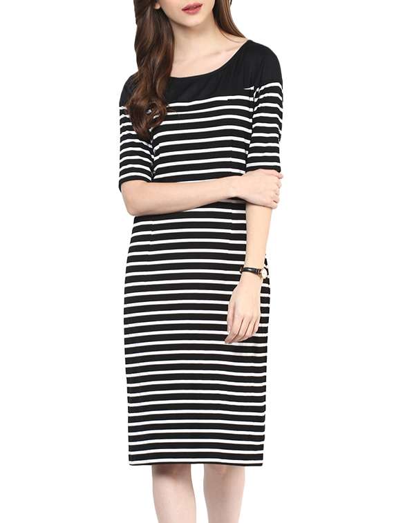 black striped sheath dress
