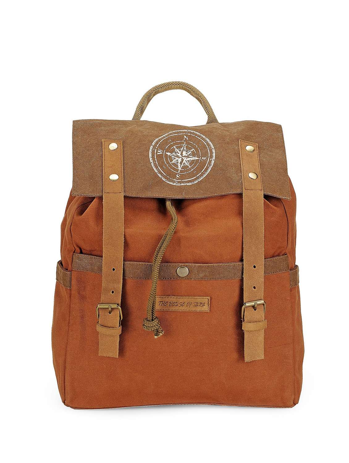 brown canvas backpack