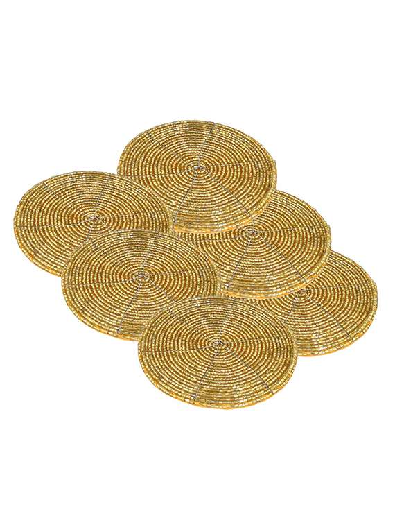 gold beaded tea coasters