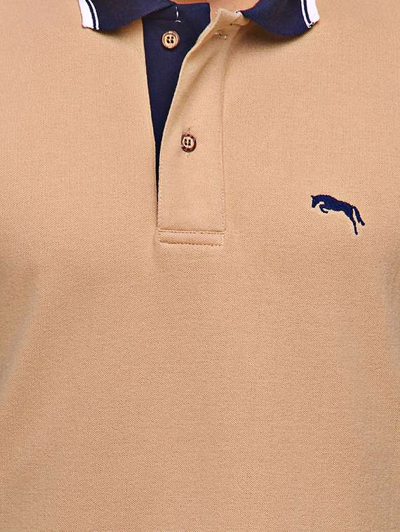 beige cotton color block  t-shirt - 13253277 -  Standard Image - 3