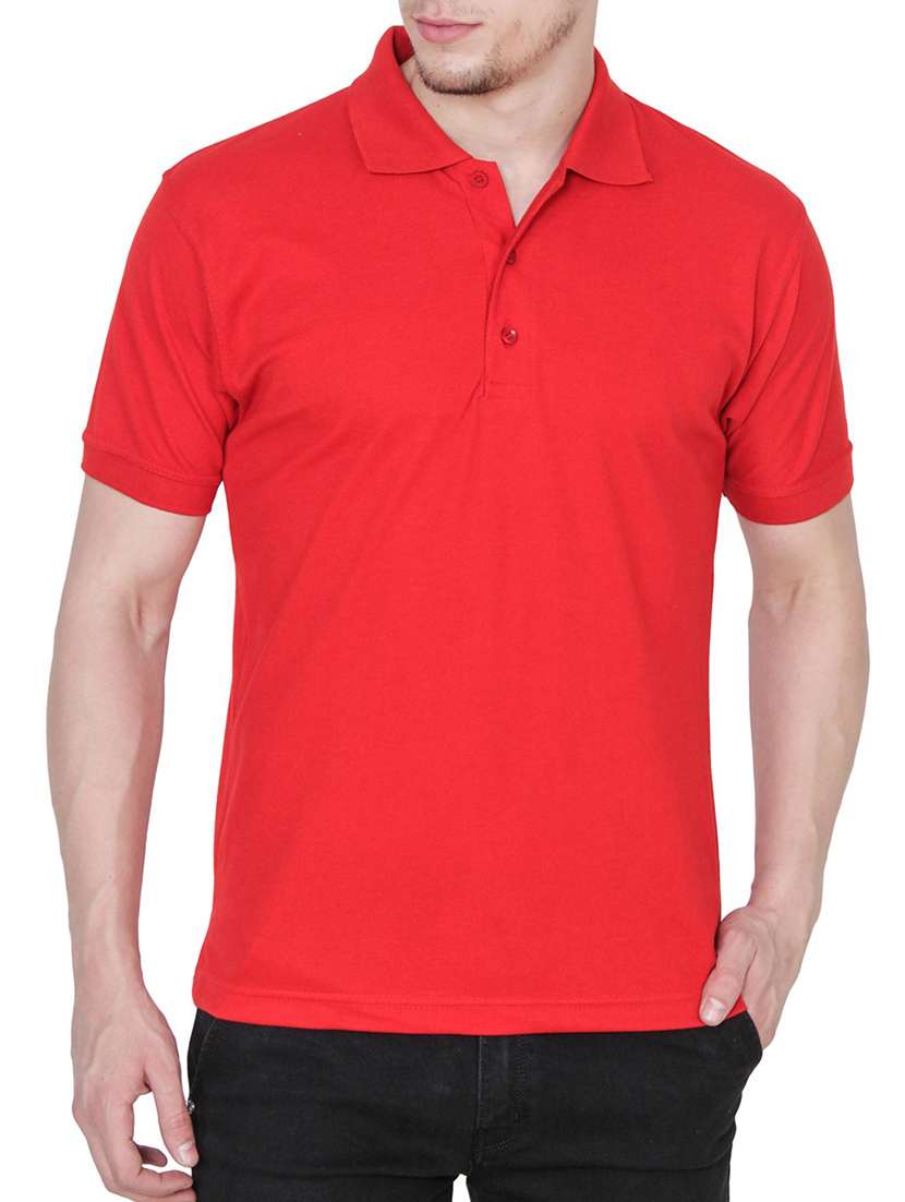 solid red cotton polo t-shirt