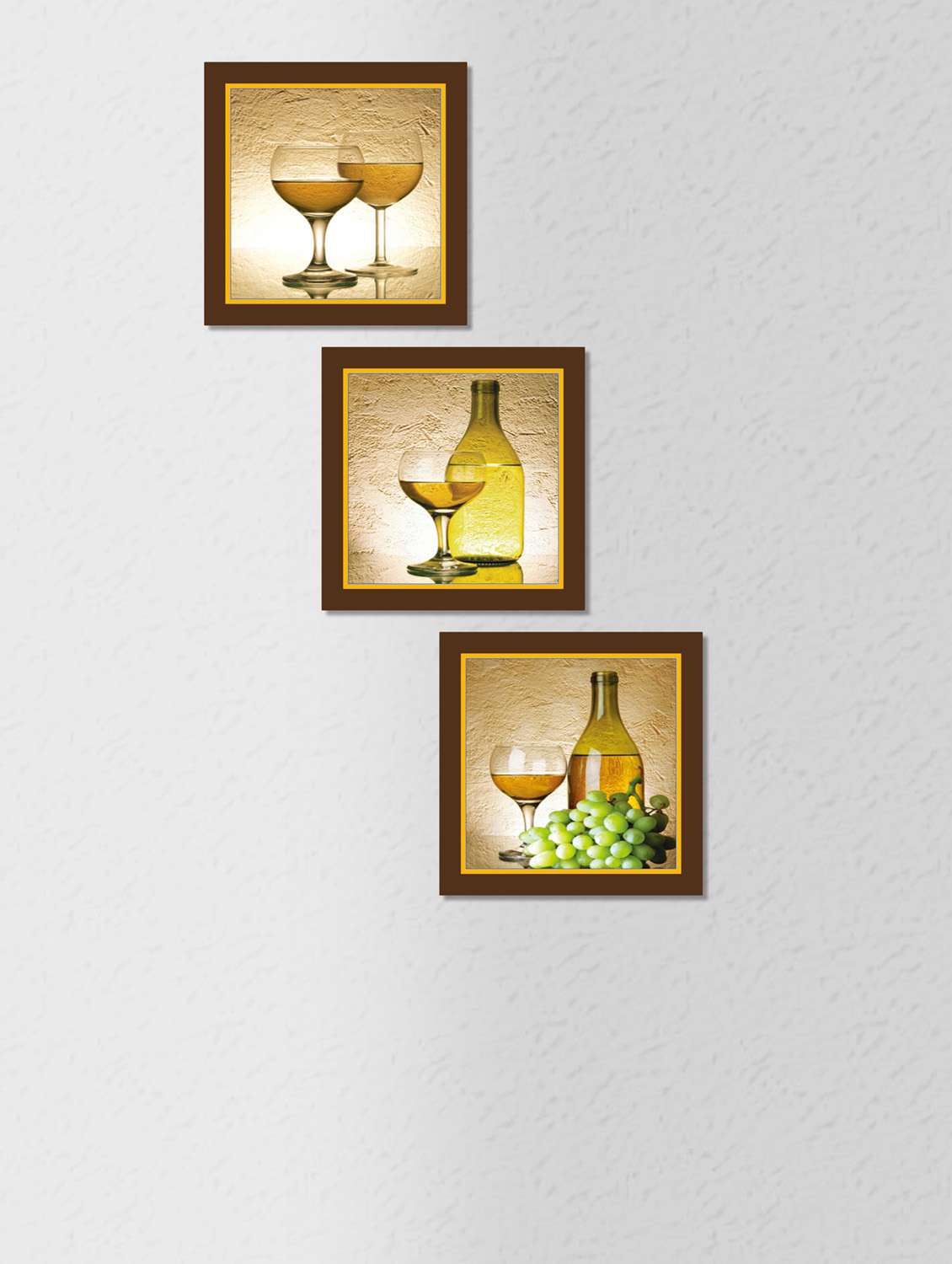 multicolored synthetic wood and paper wine glass and bottle wall painting with frame