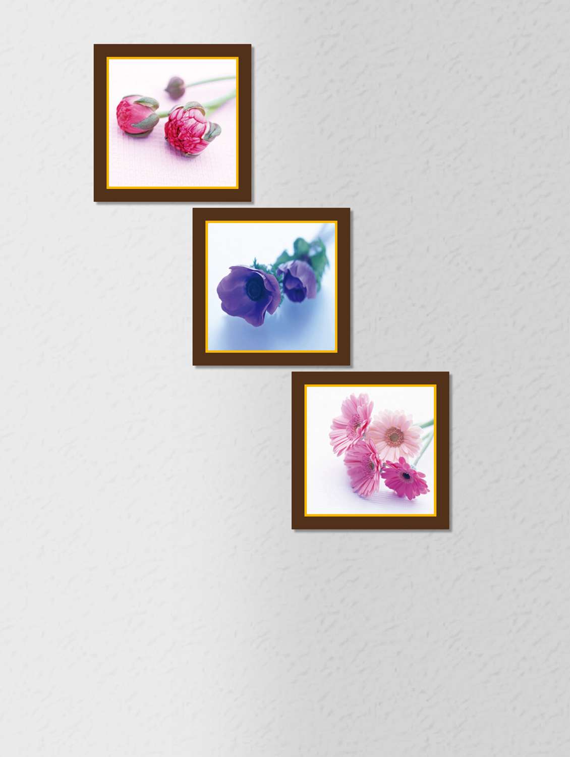 multicolored synthetic wood and paper floral printed wall painting with frame