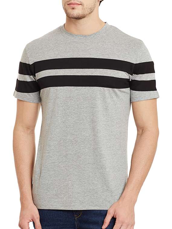 grey cotton striped t-shirt - 13263163 - Zoom Image - 0