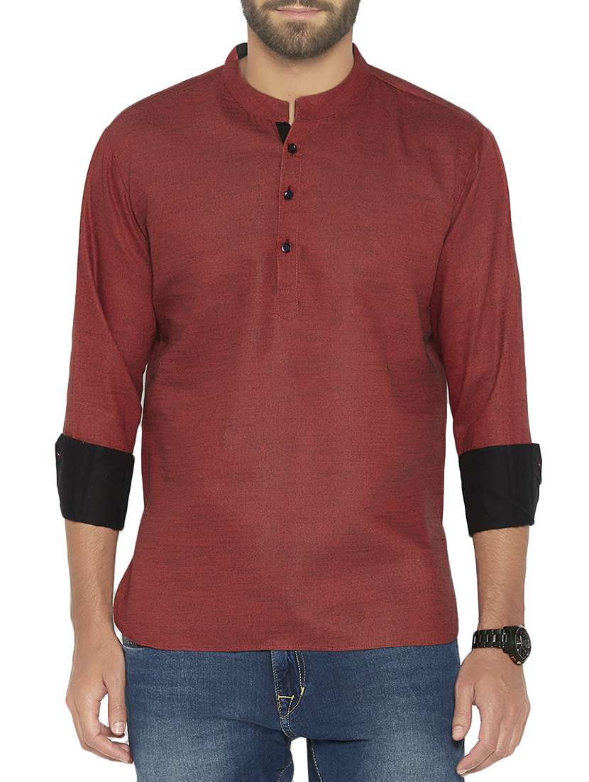 red cotton short  kurta