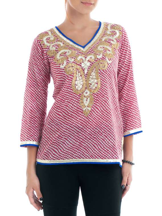 pink cotton straight kurti