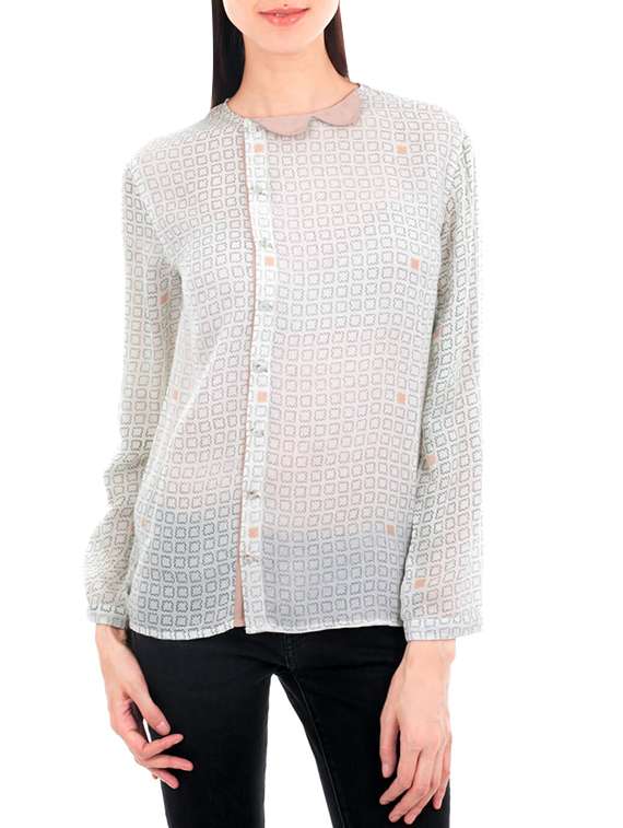 white printed rayon regular shirt